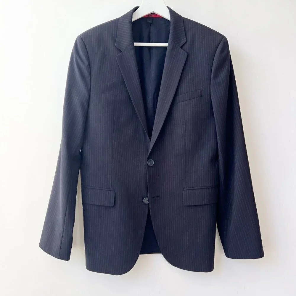 ❤️ Hugo Boss Men wool Aeron 2/Harmen 2 sport coat ,Black pin striped, Size 36R